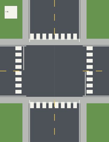 Four-way road intersection preview